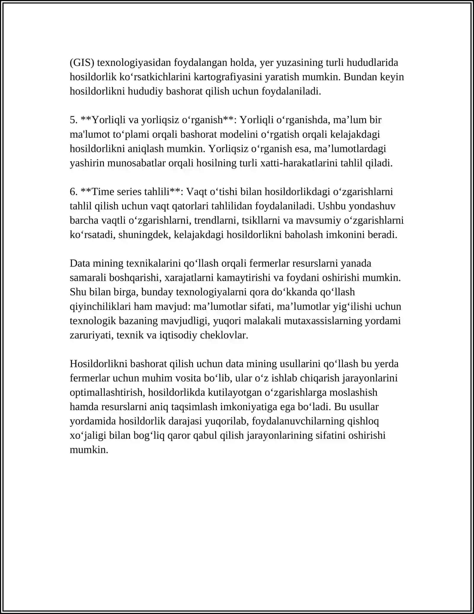 FERMER XO'JALIKLARI FAOLIYATIDA DATA MINING USULLARINI QO'LLASH 4