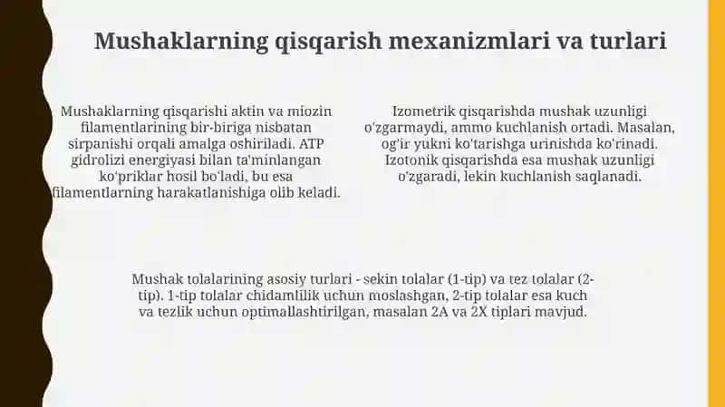 Mushaklarning ishi va biomexanikasi 4