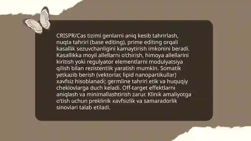 Ginitika enjiriya va biya tixnalogiya kasallik beromhatigiya va uning ginitikasi 4