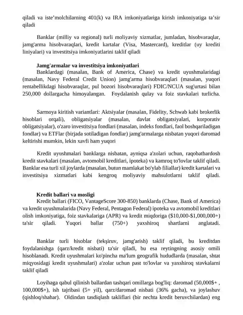 Kredit mahsulotlari va foiz stavkalari 4