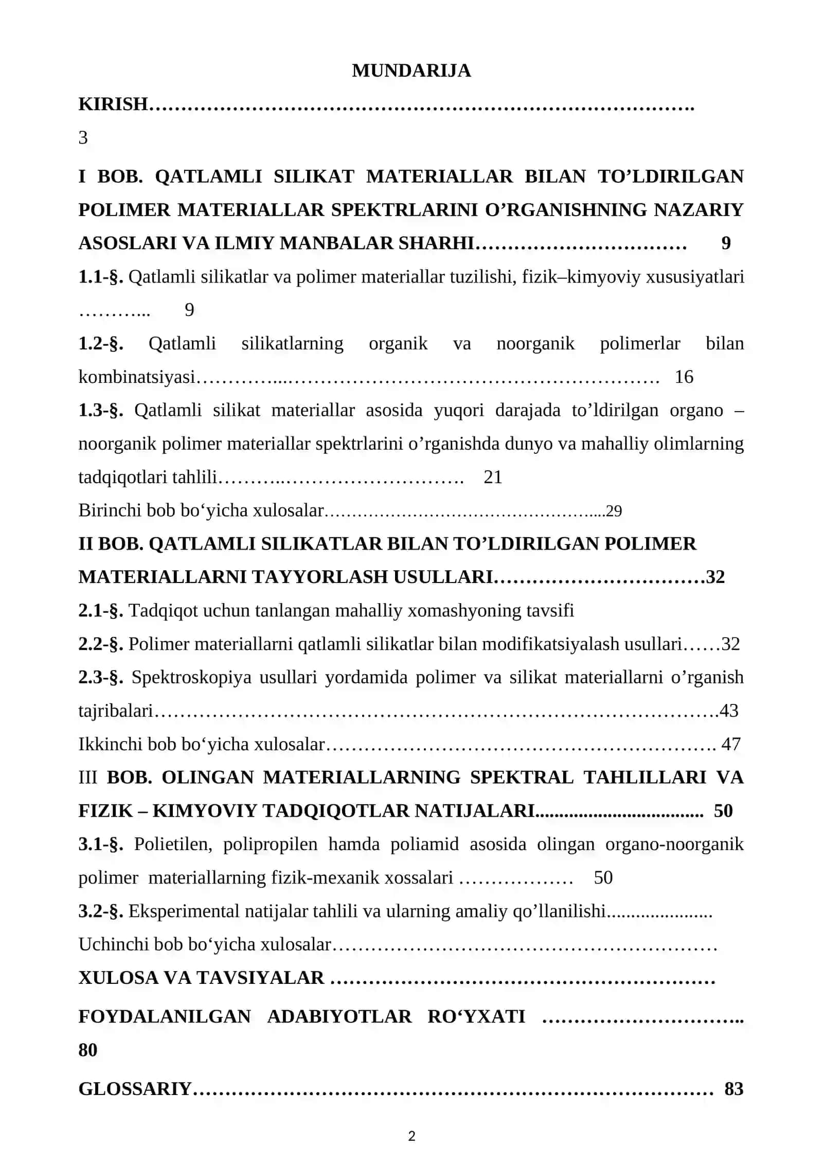 QATLAMLI SILIKAT MATERIALLAR ASOSIDA YUQORI DARAJADA TO'LDIRILGAN ORGANO-NOORGANIK POLIMER MATERIALLAR SPEKTRLARINI O'RGANISH 4