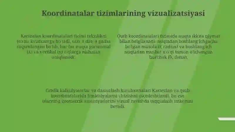Dekart va qutb koordinatalari o‘rtasidagi bog‘lanish 4