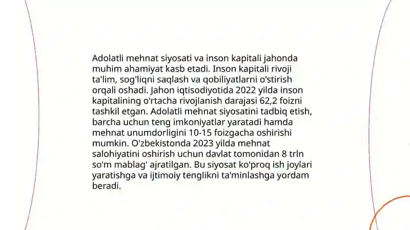 Adolatli va ijtimoiy siyosat yuritish inson kapitalini rivojlantirish 4