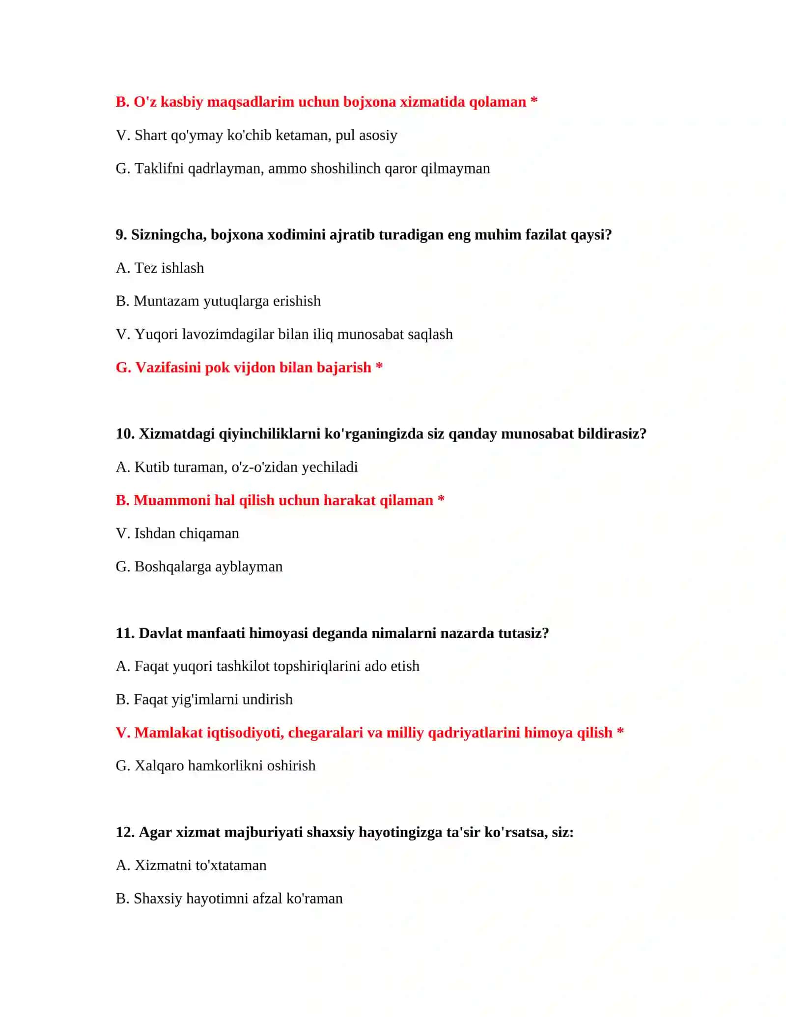 Bojxona ishga kirish 100 ta test 4
