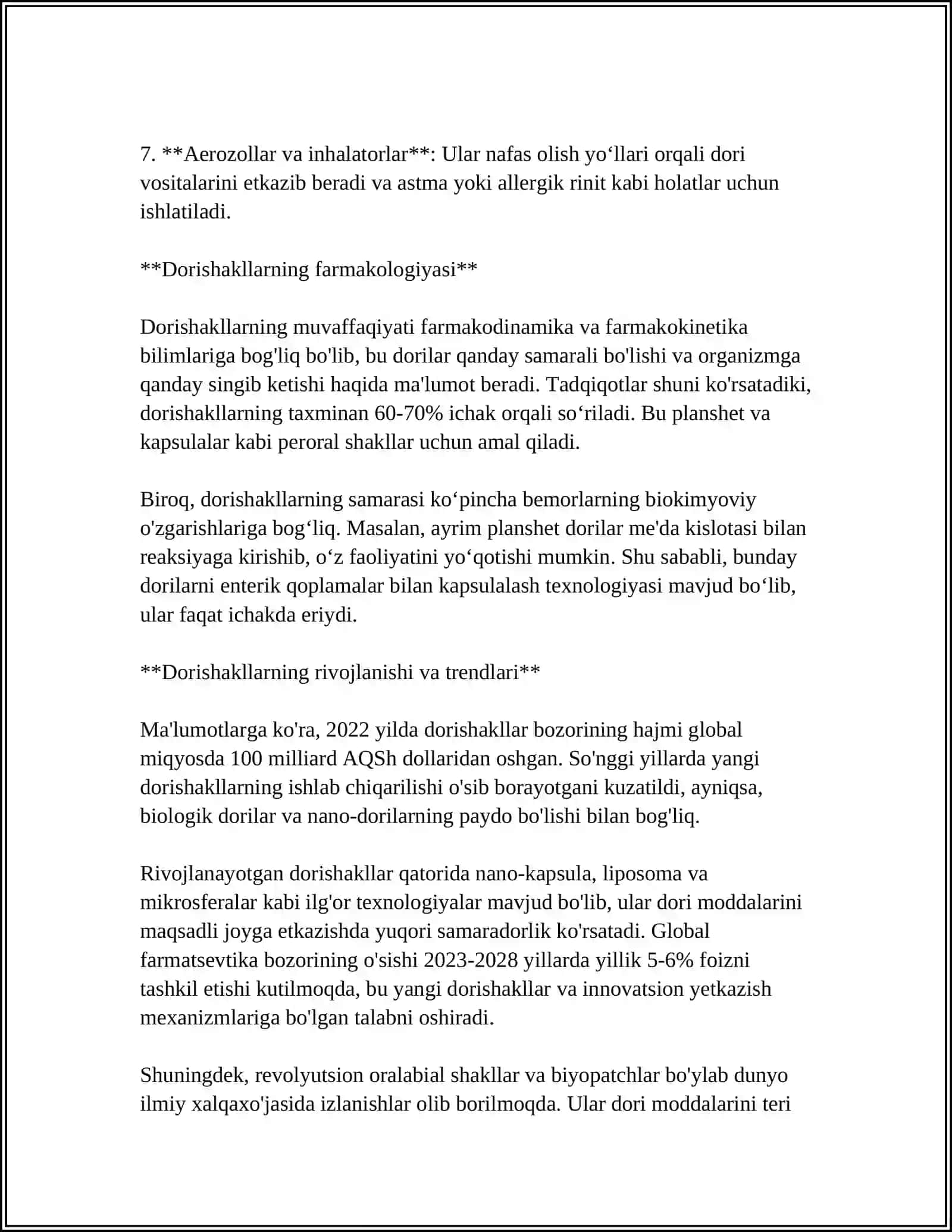 DORI SHAKLLARI VA ULARNING TASNIFI 4