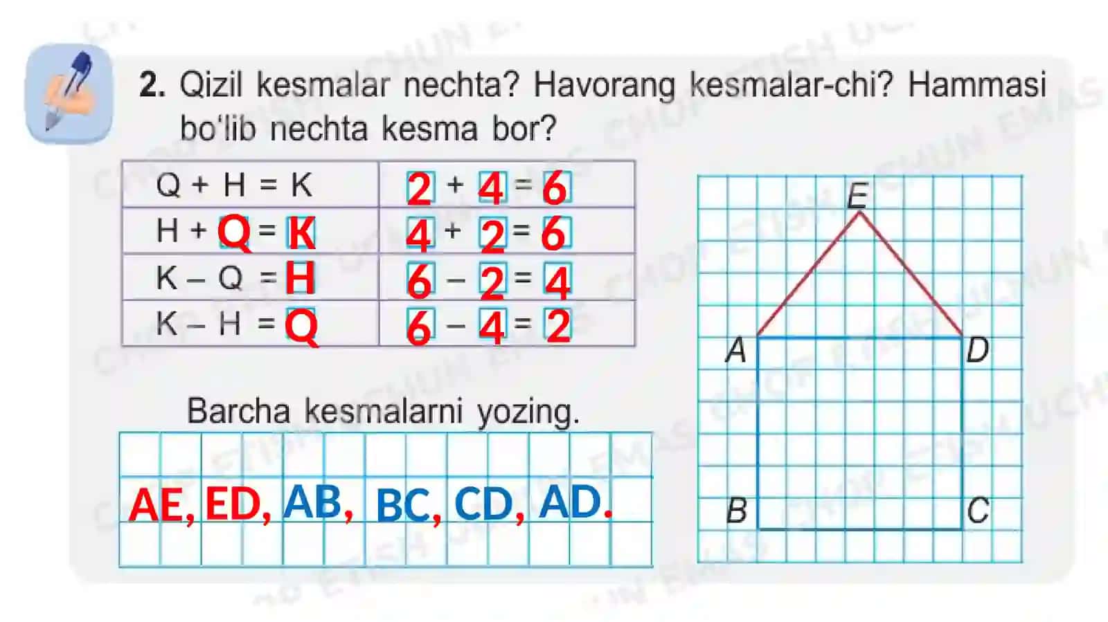 1- sinf 31- dars: To`g`ri chiziq kesmasi.Siniq chiziq 4