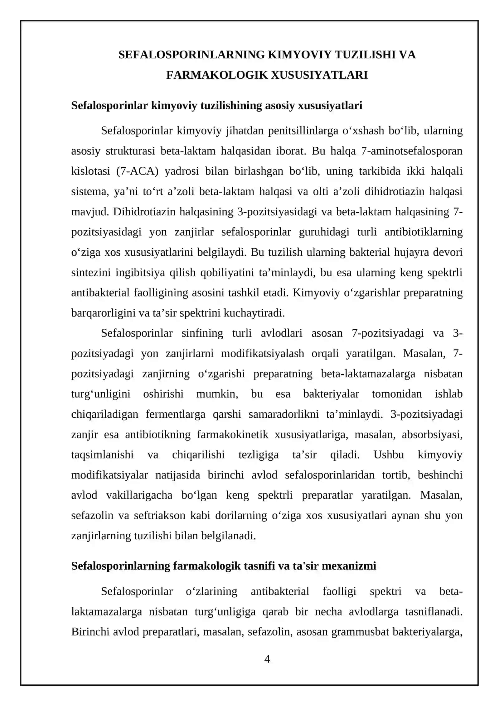 Sefalosporinlar:xossalari, bacterialarning turgʻunligi mexanizmlari 4