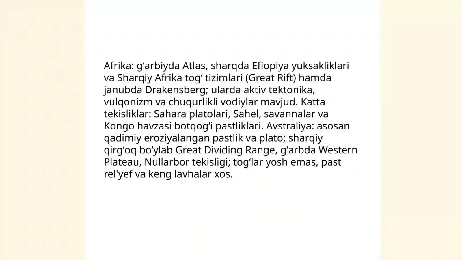 Afrika va avstraliya materigi tabiatiga qiyosiy tarif 4