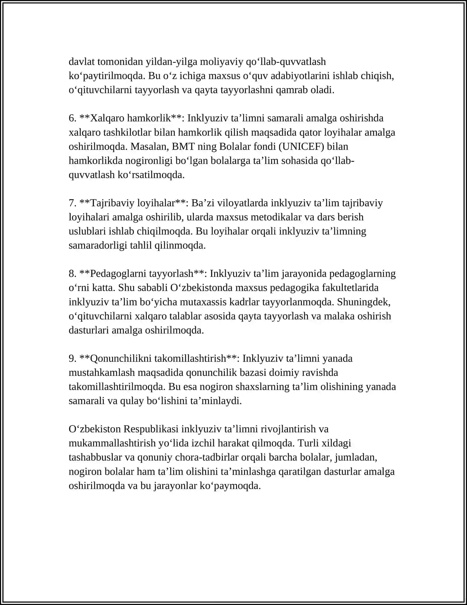 O'zbekiston va Rossiya, Germaniya, Yaponiya, Hindiston, Xitoyda Inkluyziv Ta'lim Sohasidagi Qonunlar 4