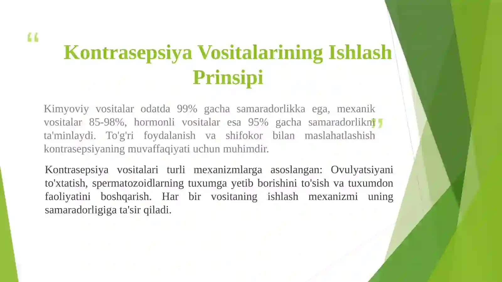 Kontrasepsiya vositalari. Probiotik va prebiotiklar. 4