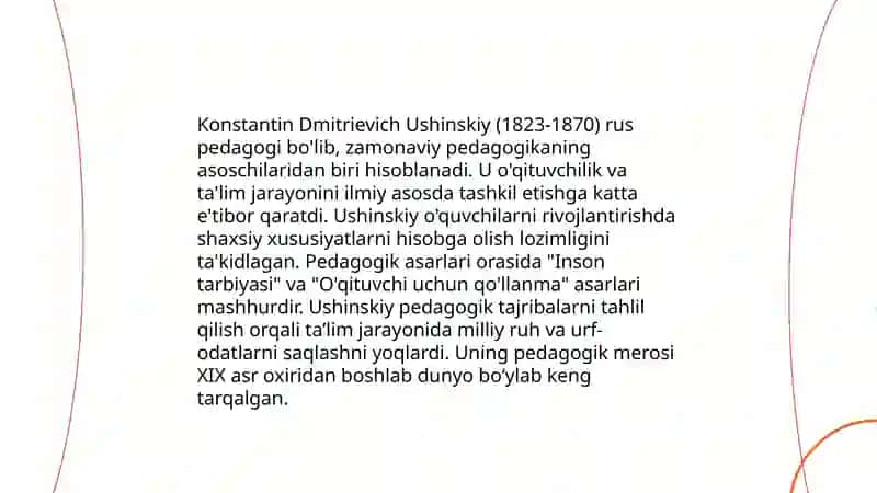 Ushiniskiy pedagogik merosi Tolstoy asarlaridagi pedagogik g'oyalar 4