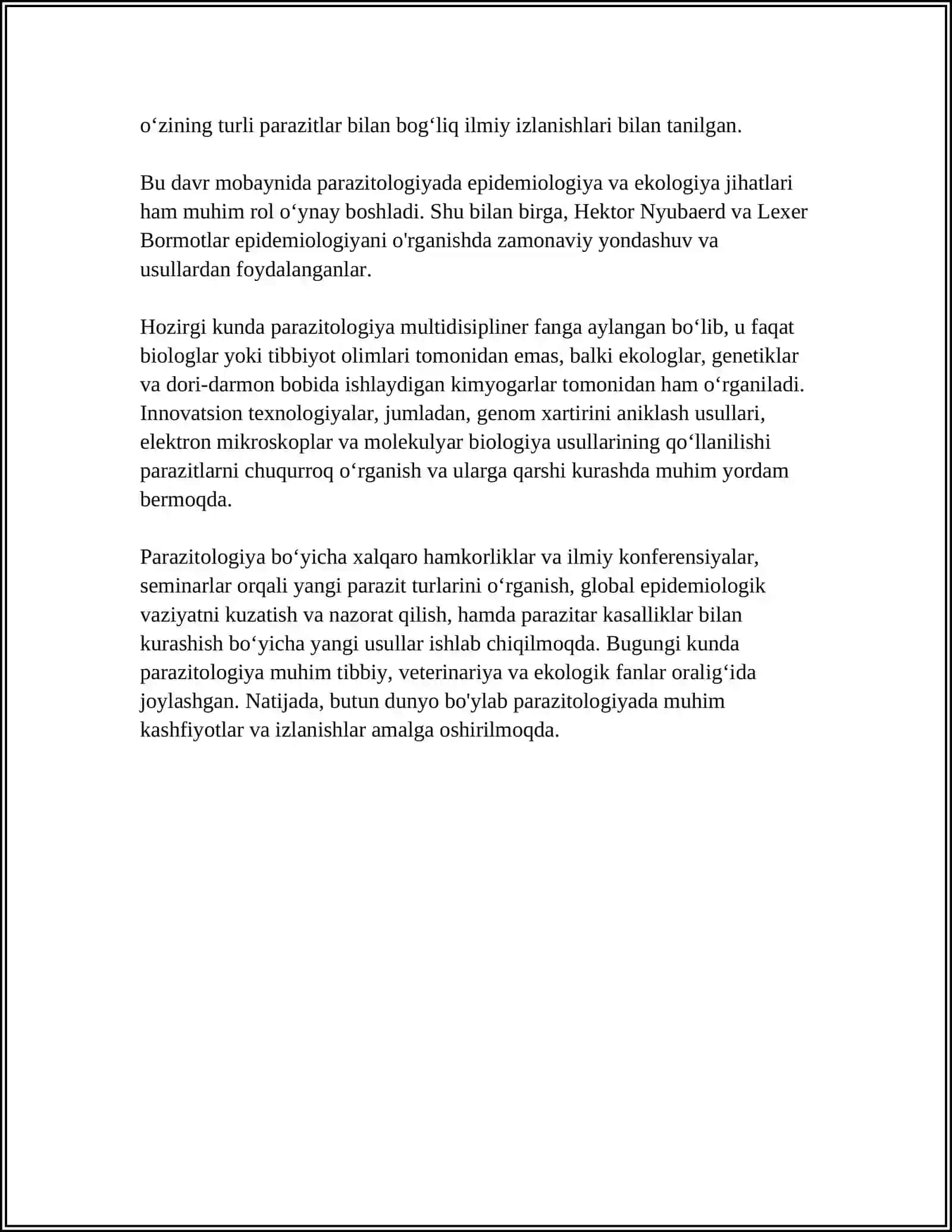 PARAZITOLOGIYA FANINING QISQACHA RIVOJLANISH TARIXI 4