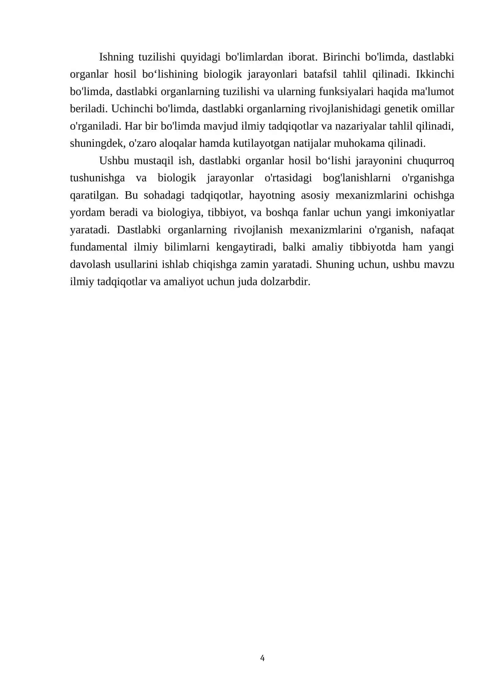 Dastlabki organlar hosil boʻlishi 4