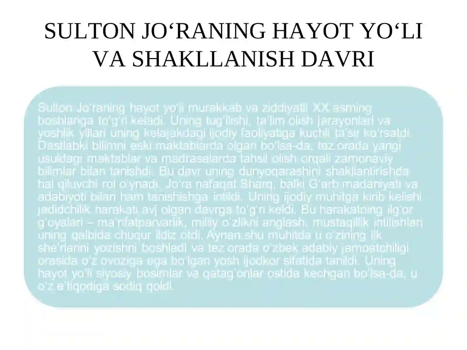 Sulton Jo’raning Hayoti va Ijodi 4