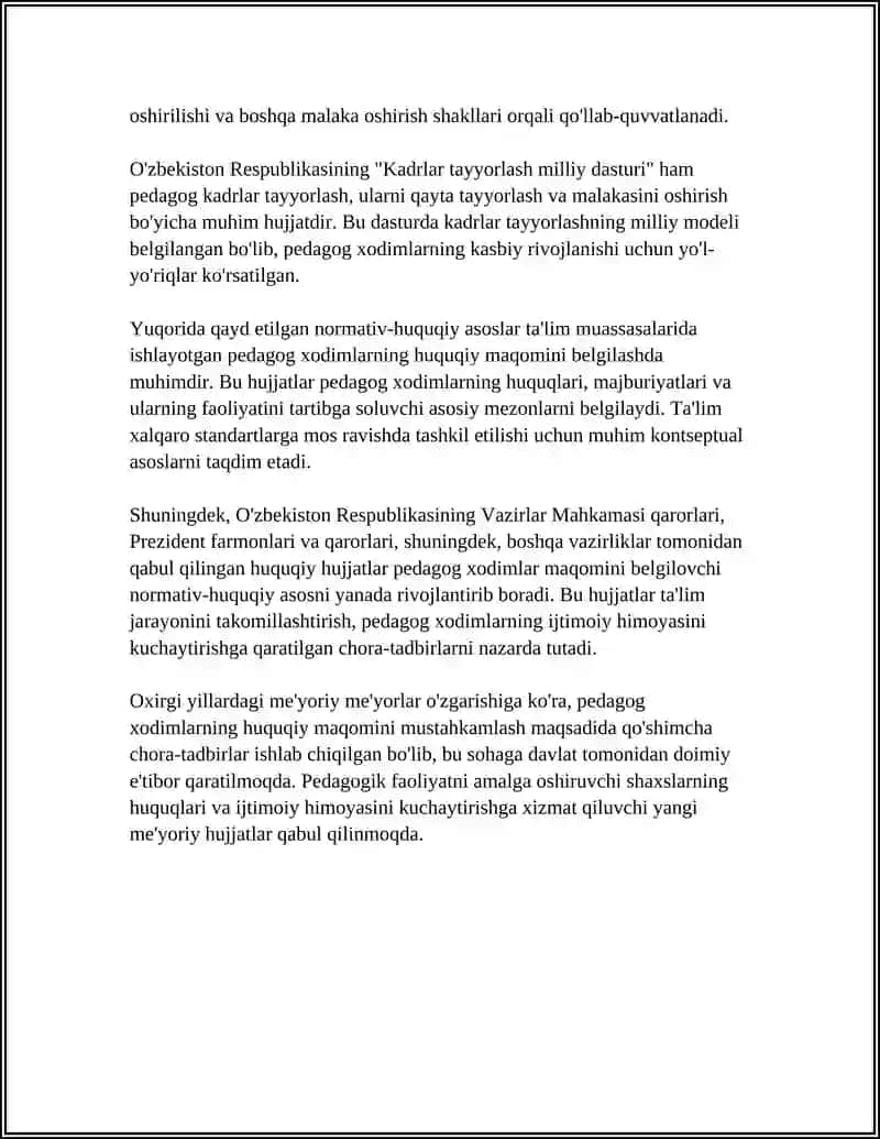 TALIM TASHKILOTLARI PEDAGOG XODIMLARNING HUQUQIY MAQOMI 4