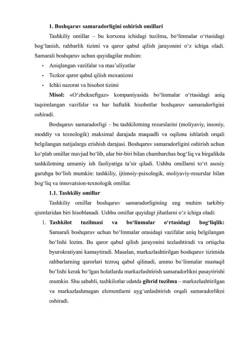 Boshqaruv Samaradorligini Oshirish Omillari: Real Misollar va Yechimlar 4