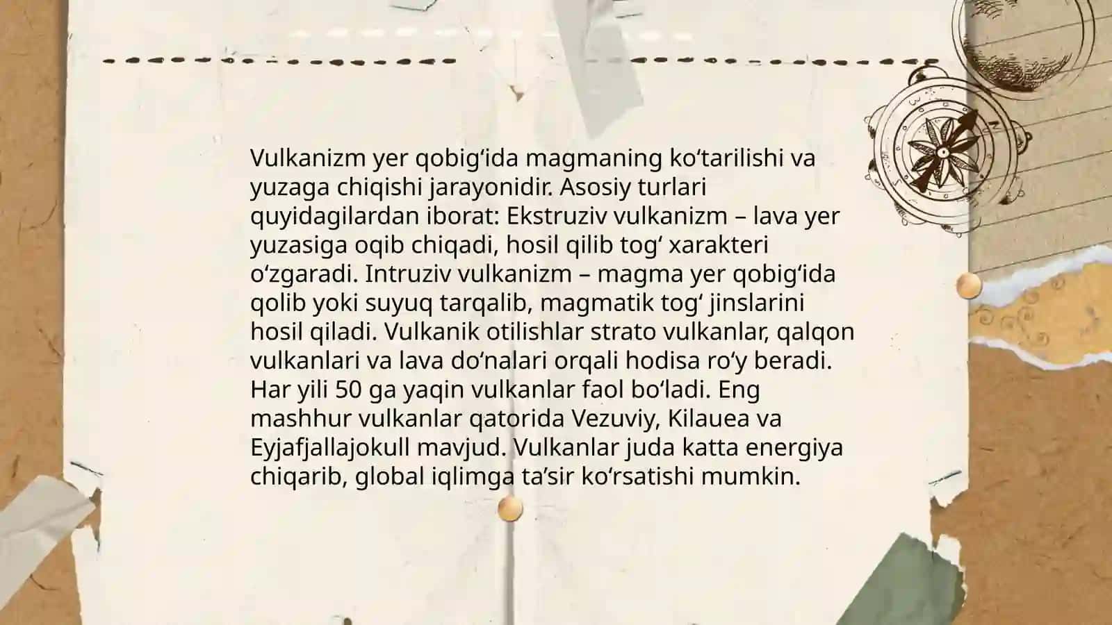 Effuziv magmatizm va vulkanizm jarayonlarini o‘rganish 4