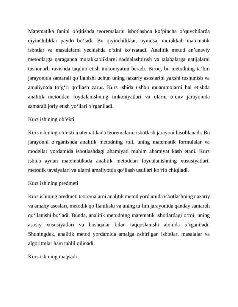 Ayrim teoremalarni analitik metod bilan isbotlash metodikasi 4