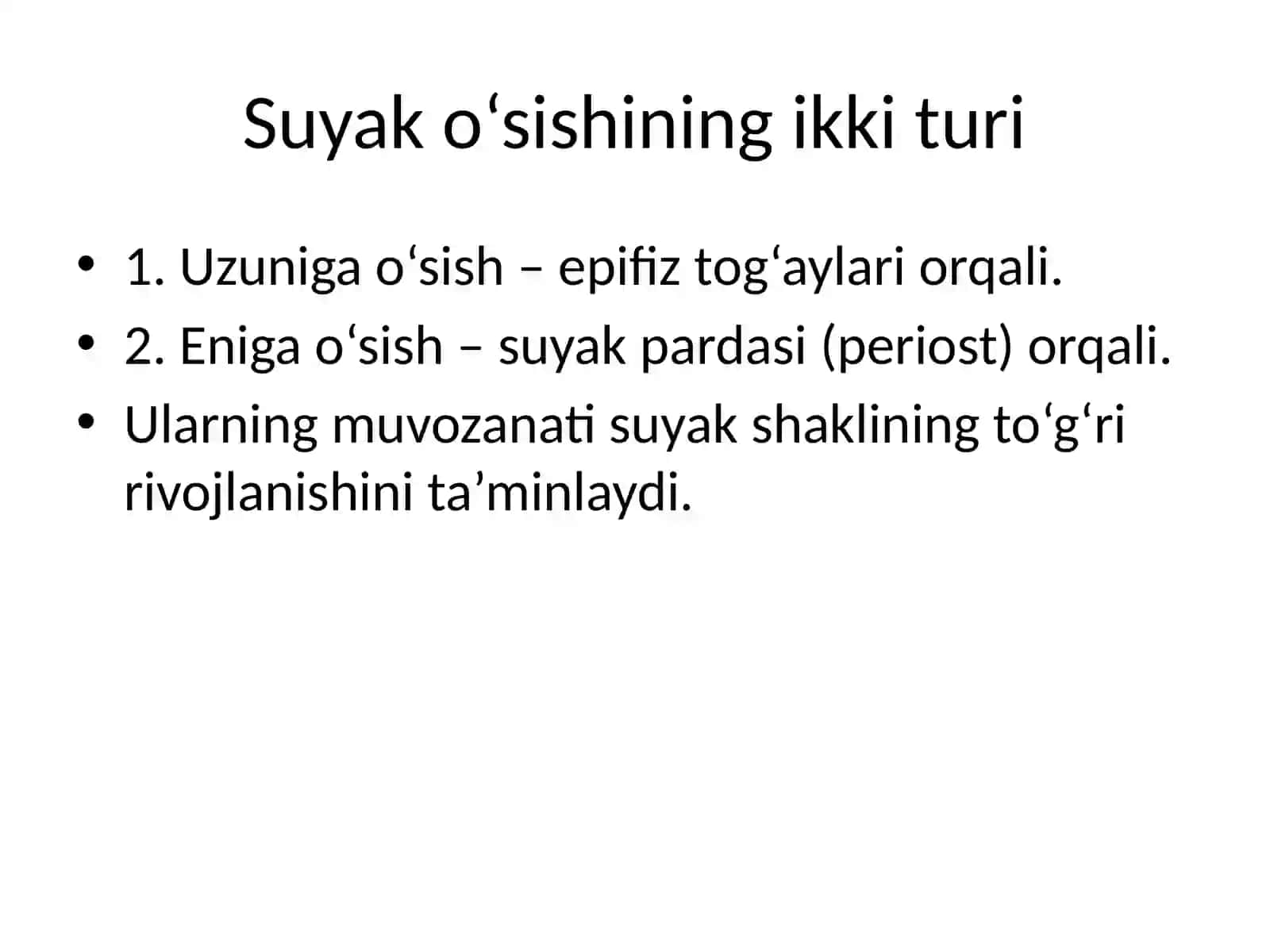Suyaklarning o‘sishi va rivojlanishiga ta’sir etuvchi omillar 4