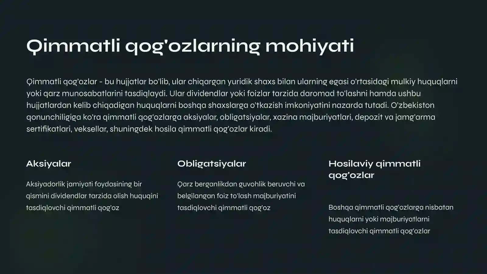 Investitsiyalarni moliyalashtirishda moliyaviy vositalar 4