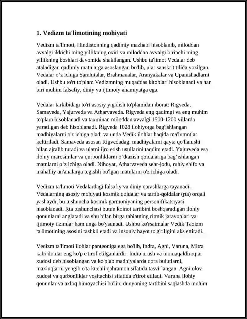 MILLIY DINLAR- VEDIZM DINI TA'LIMOTIDA AXLOQIY QARASHLARI 4