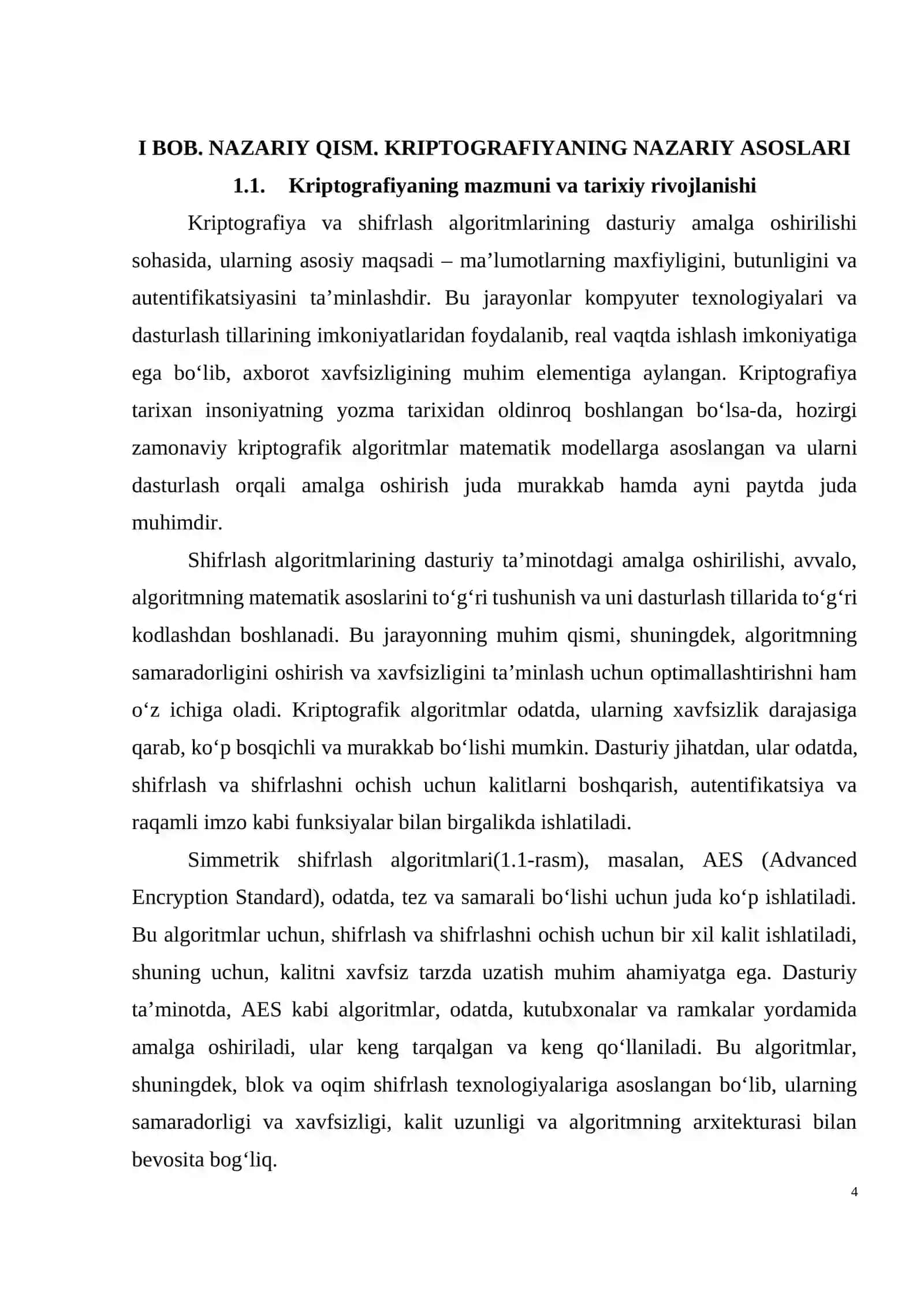 Kriptografiya va shifrlash algoritmlarining dasturiy amalga oshirilishi 4