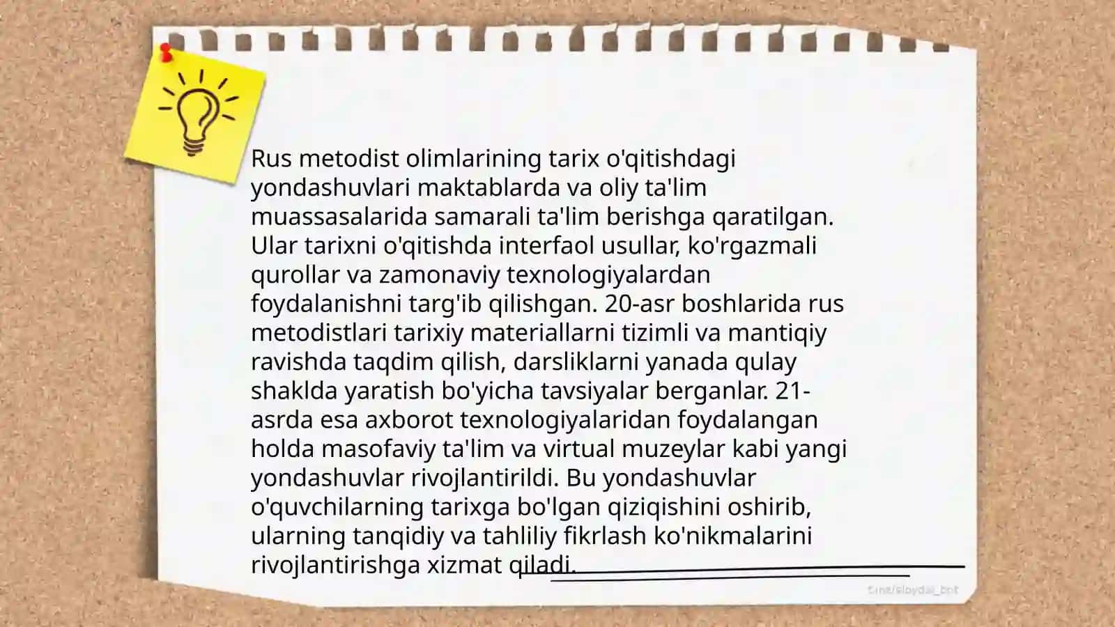 Rus metodist olimlarining tarix o'qishda tarix darslari,uning turlari va xillari 4