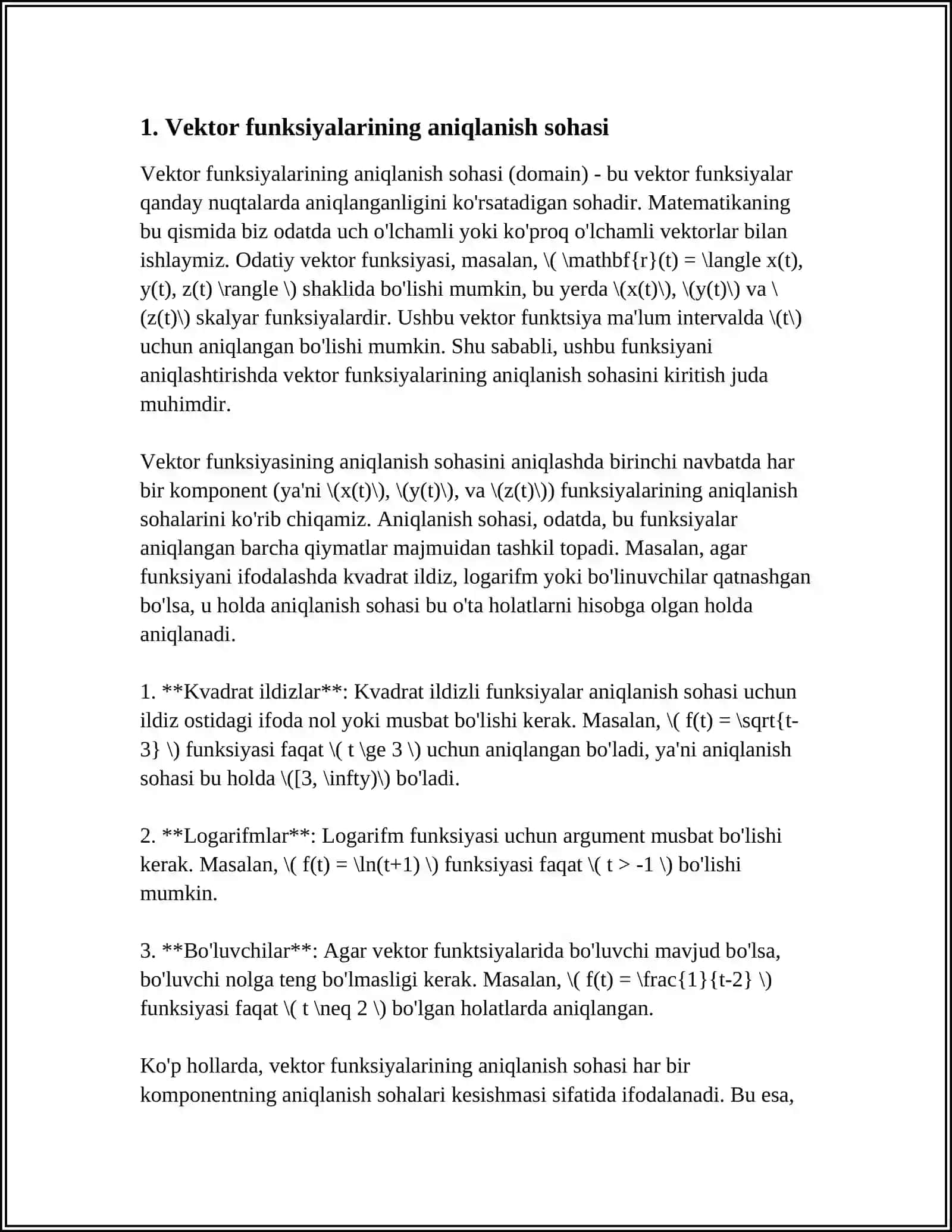 VEKTOR FUNKSIYALARNING INJENERLIK SOHASIDAGI TATBIQLARI 4