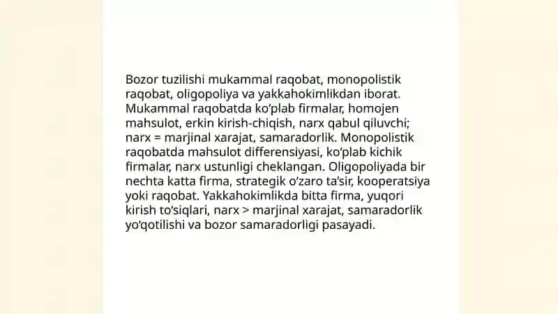 Raqobat va yakkahokimlik 4