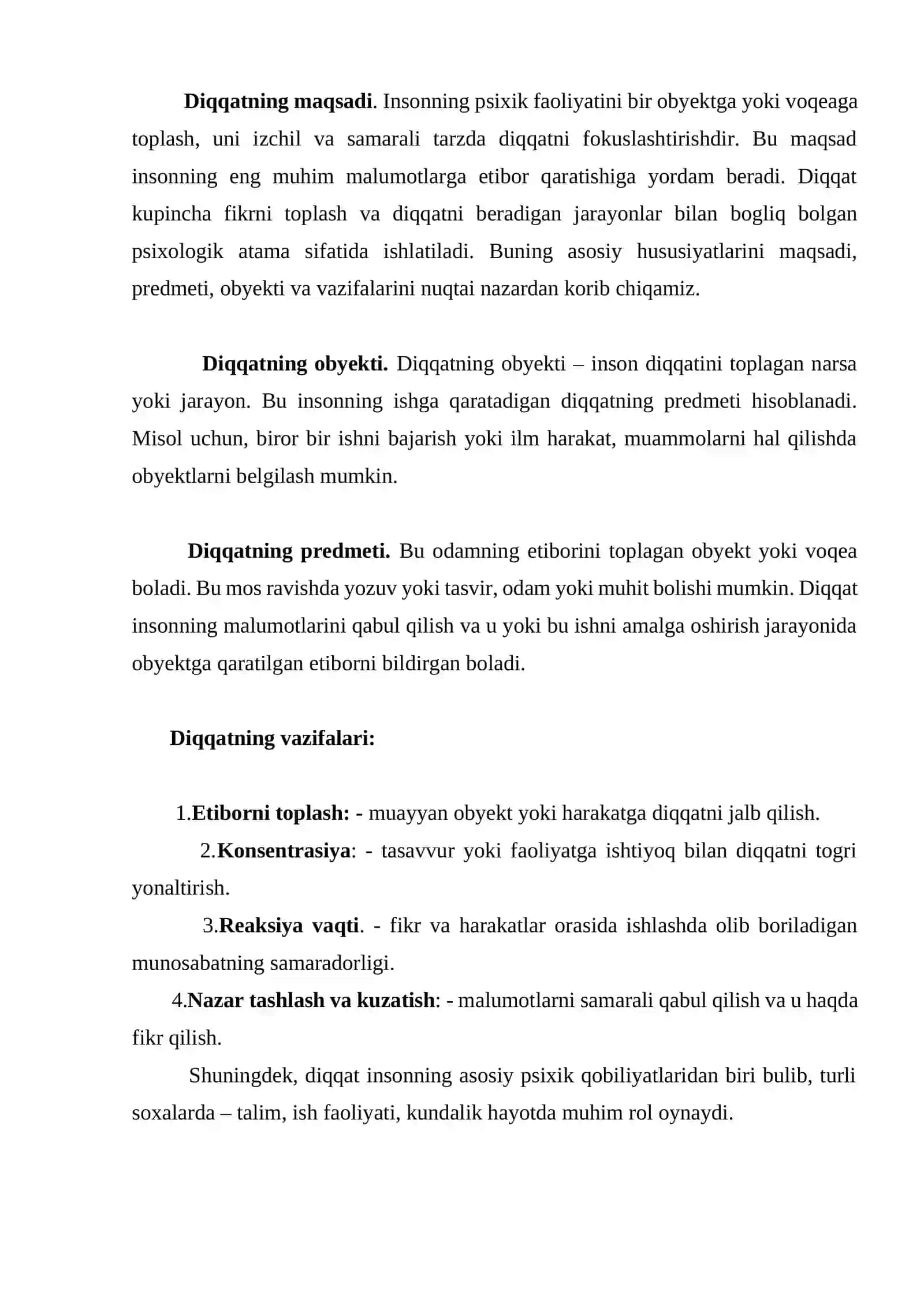 Diqqat xususiyatlari 4