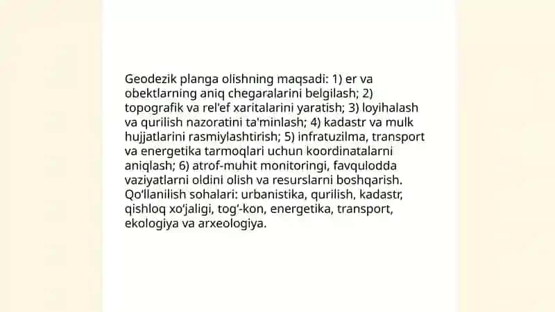 Geodezik planga olish haqida umumiy ma’lumotlar 4