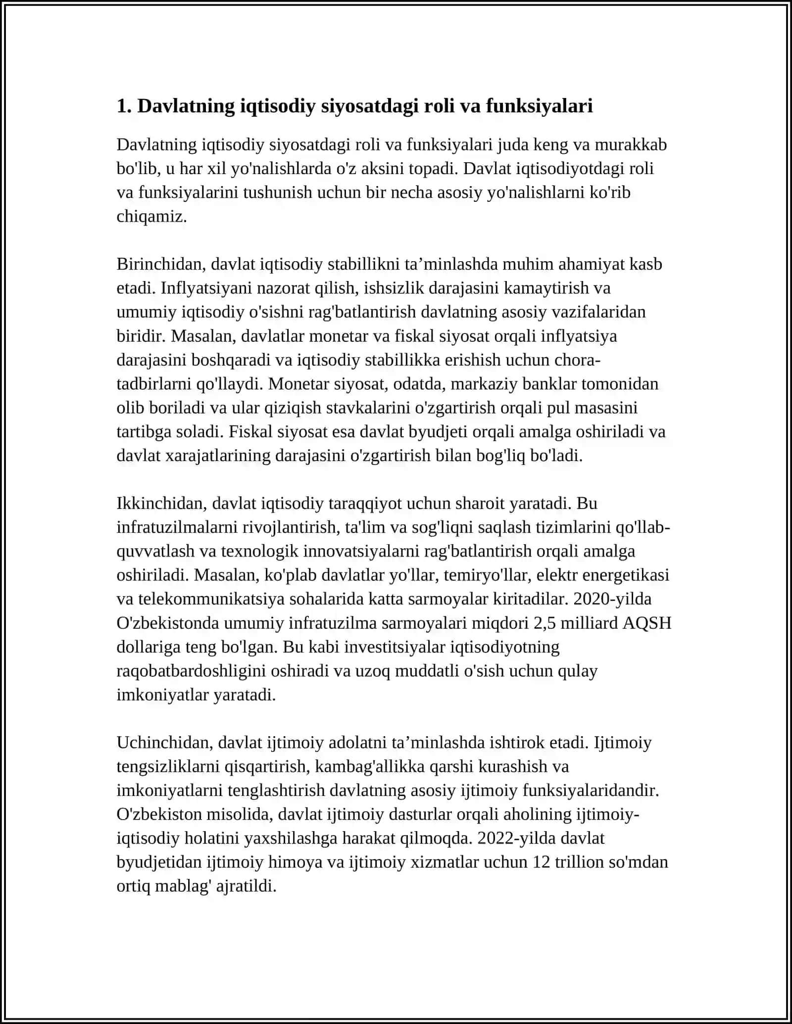 DAVLAT MOLIYASINING IQTISODIY TIZIMDAGI O’RNI VA ROLI 4
