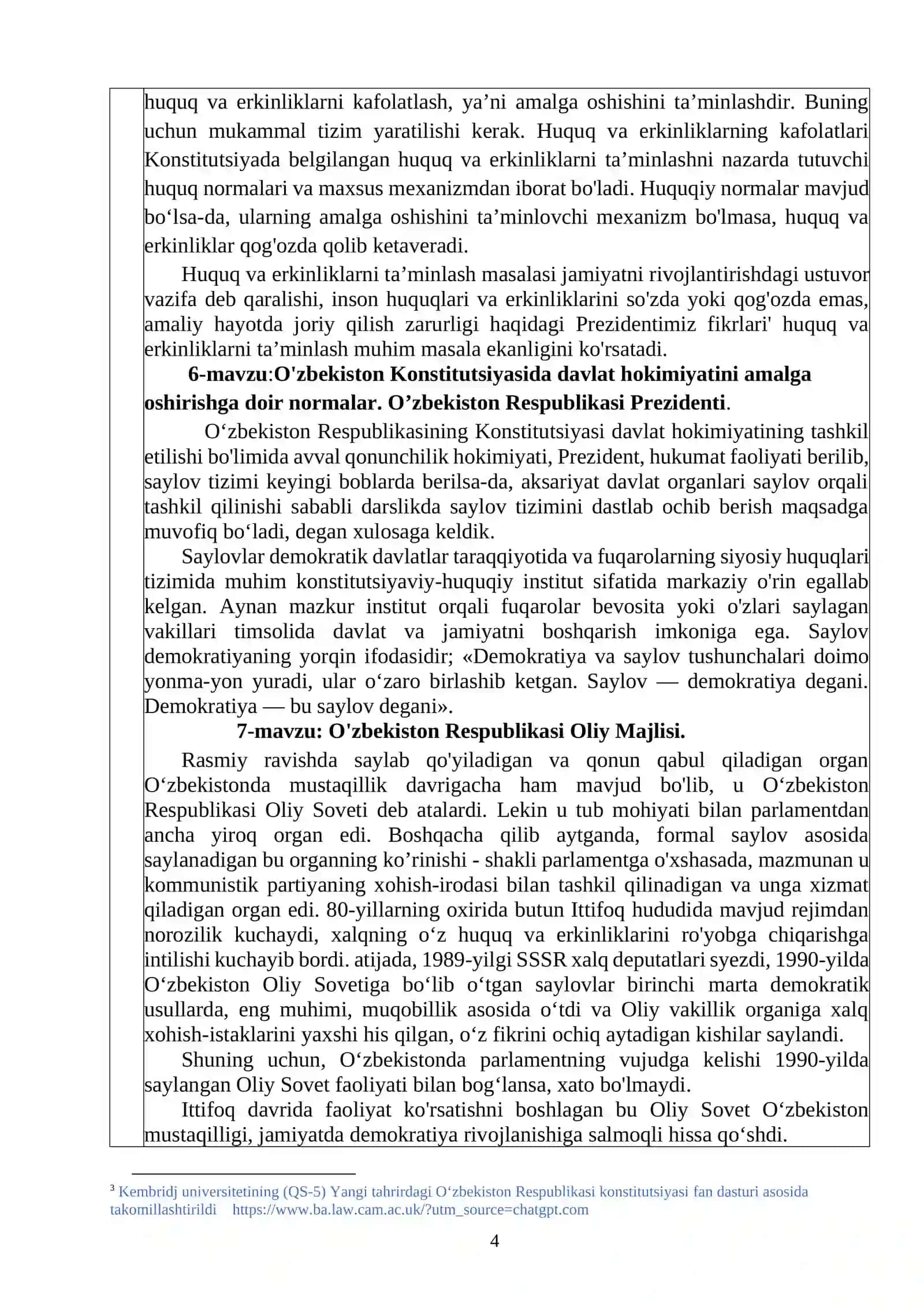 Yangi tahrirdagi Oʻzbekiston Respublikasi konstitutsiyasi 4