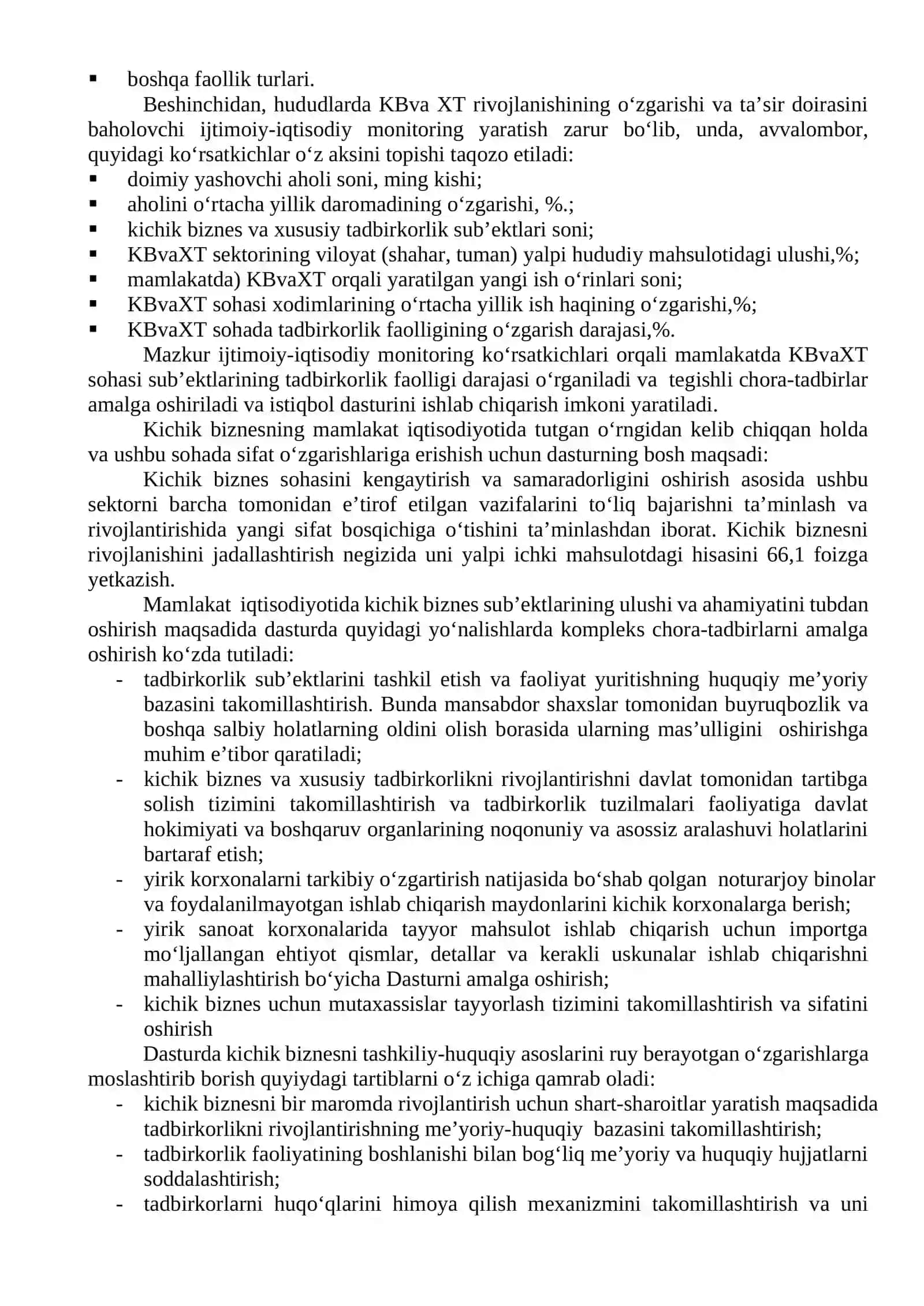 Istiqbolda kichik biznes va tadbirkorlikni rivojlantirishning asosiy yo‘nalishlari 4