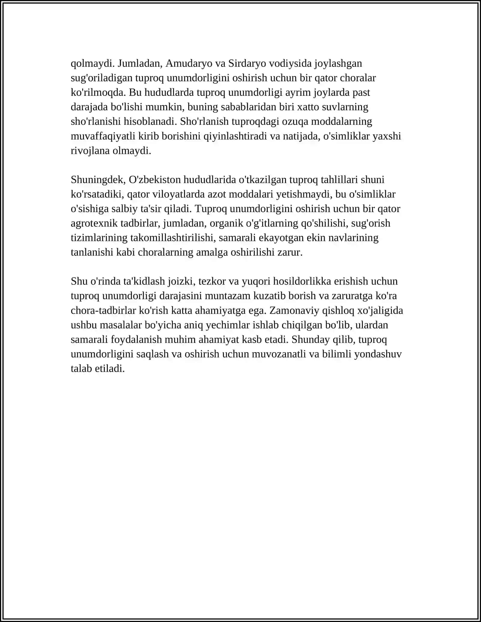 Tuproq Ertimasi va uning unumdorligiga Táskiri 4
