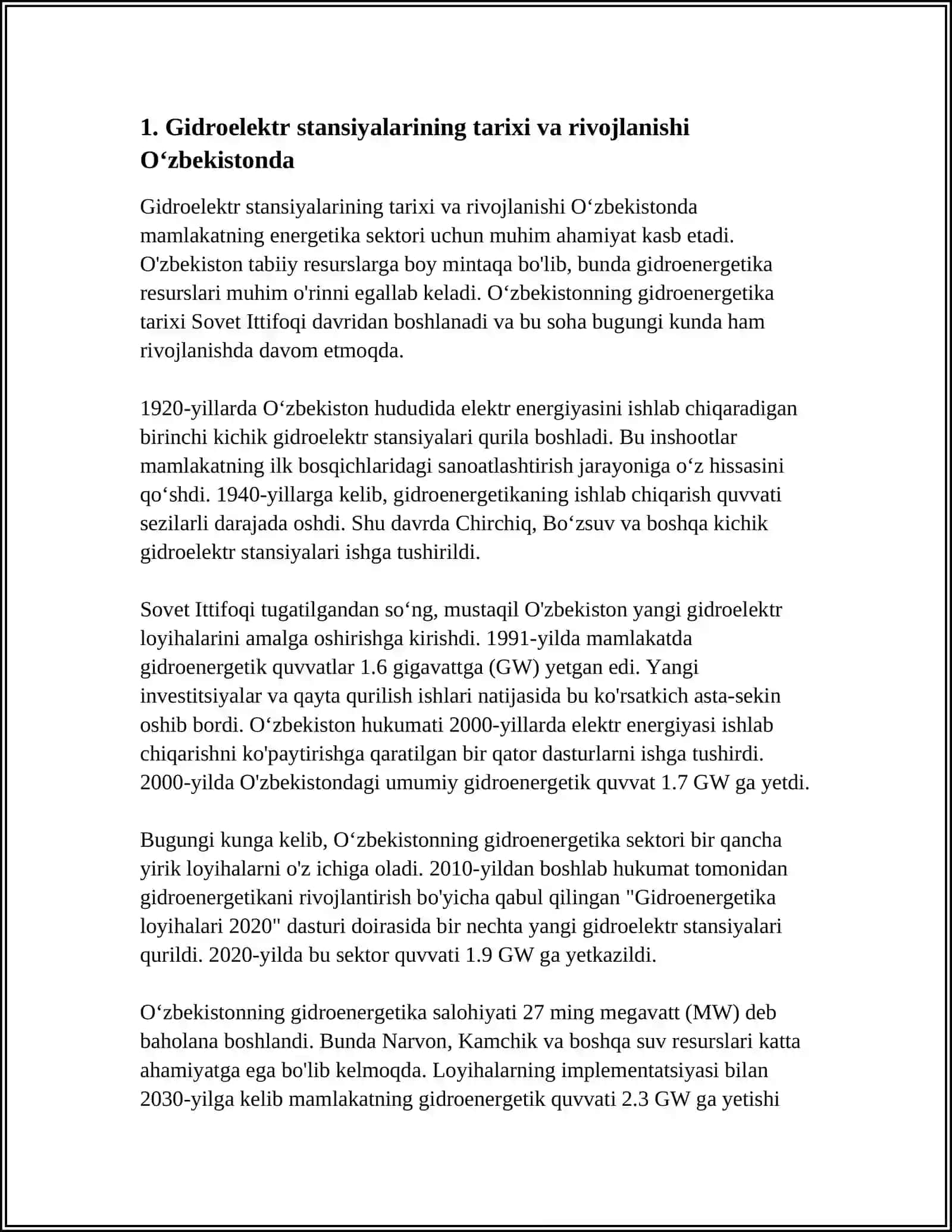 GIDROELEKTR STANSIYALAR VA ISSIKLIK ELEKTR STANSIYALARI 4
