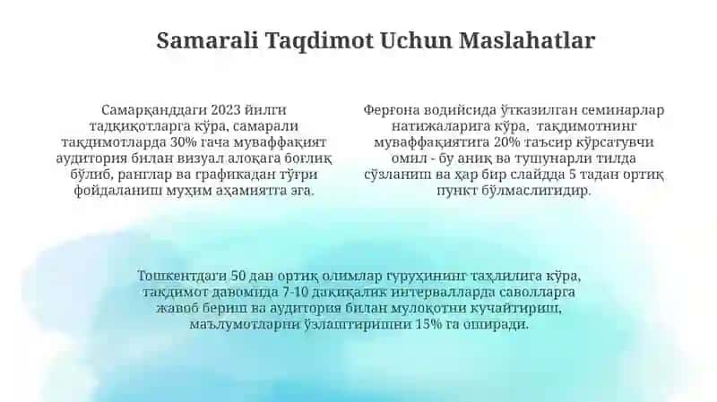 Samarali Taqdimot Uchun Maslahatlar 4