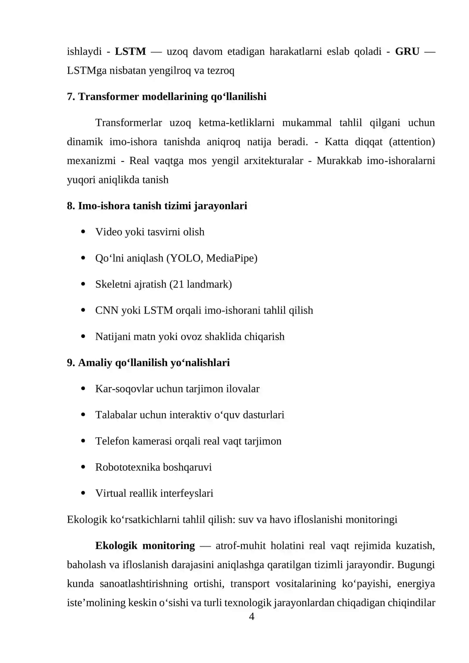 Kompyuter ko‘rish, ekologik monitoring, ishlab chiqarishni optimallashtirish va vaqt qatori bashorati bo‘yicha zamonaviy algoritmlar tahlili 4