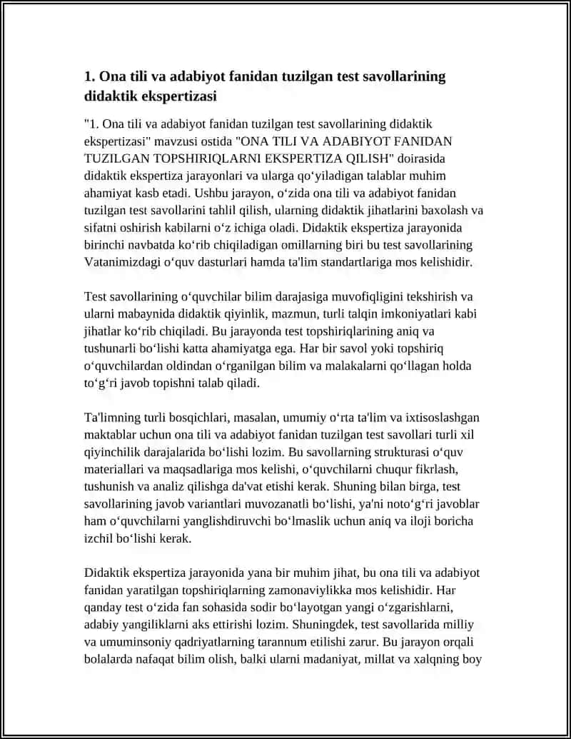 ONA TILI VA ADABIYOT FANIDAN TUZILGAN TOPSHIRIQLARNI EKSPERTIZA QILISH 4