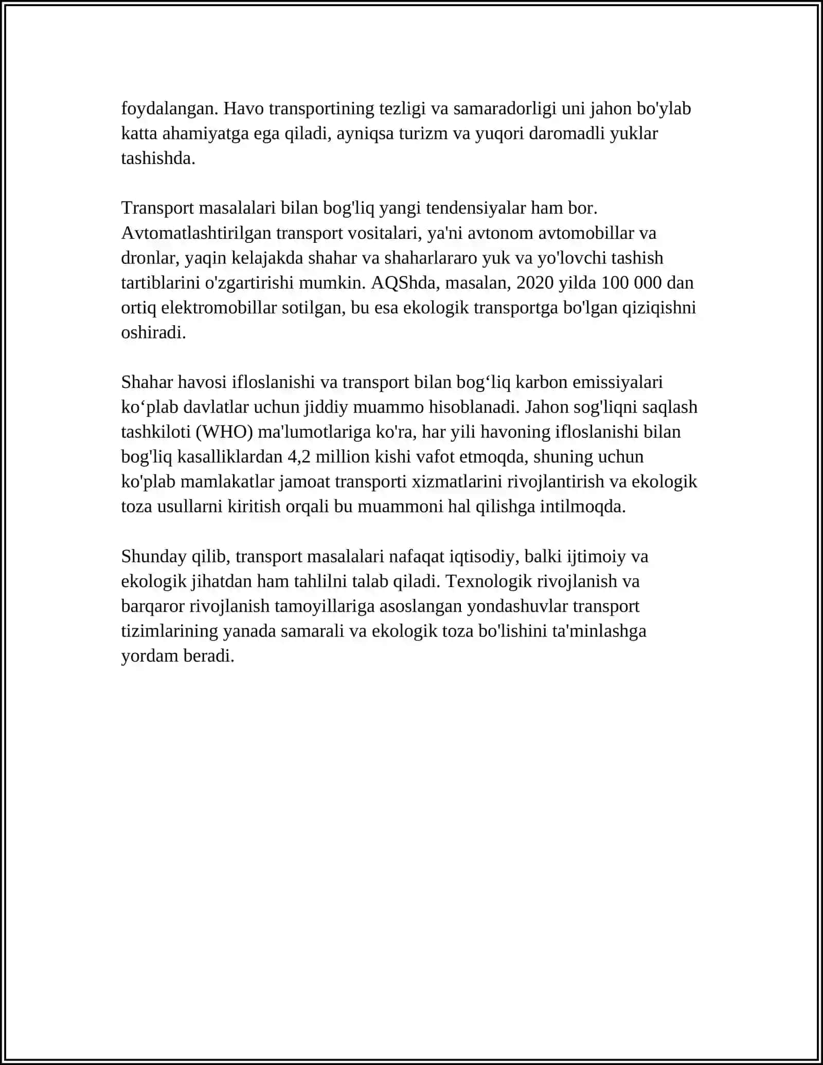 TRANSPORT MASALALARIGA KELTIRILADIGAN TAQSIMOT MASALALARI 4