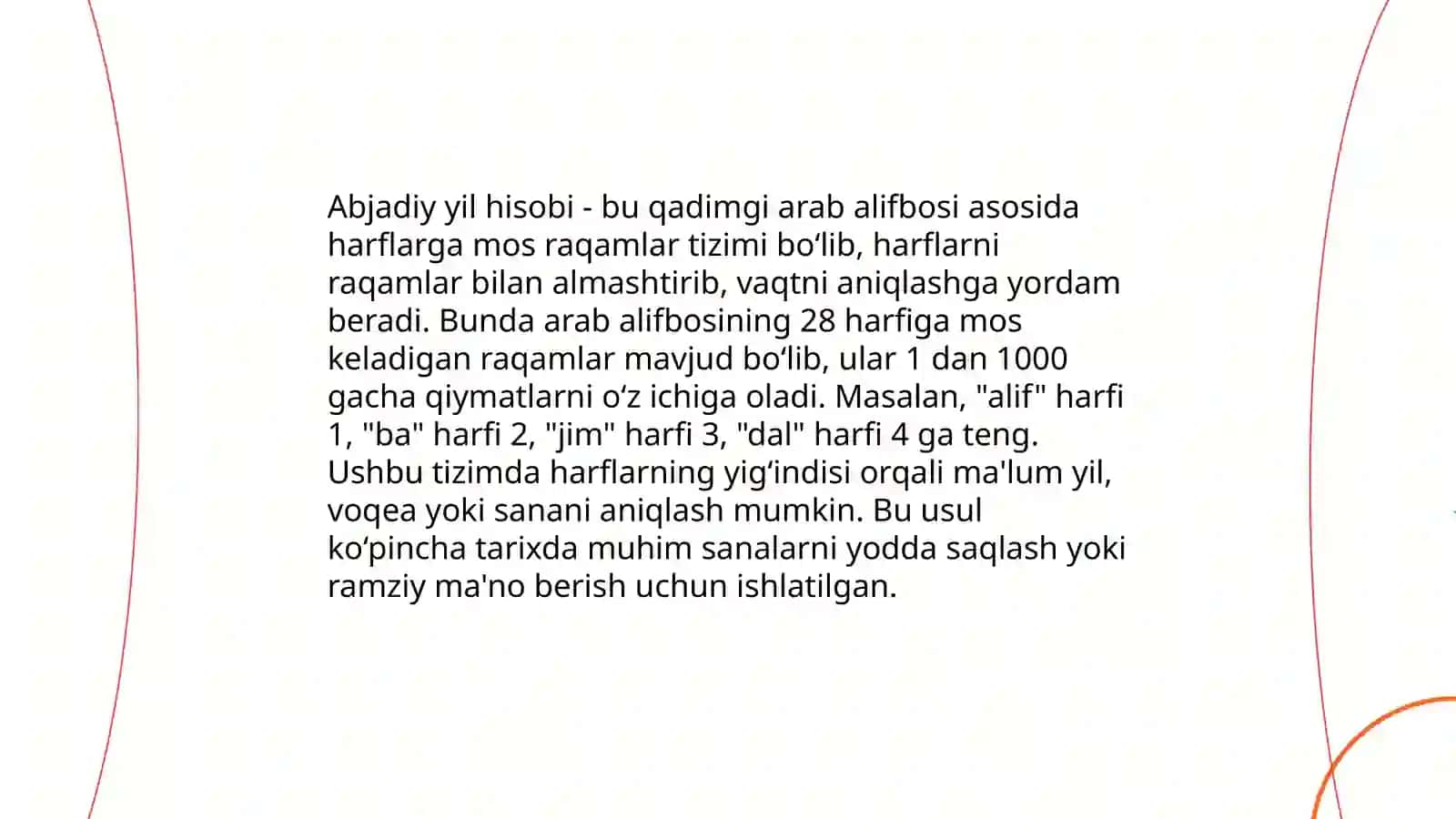Yil hisobi. Abjad va muchal hisobi 4