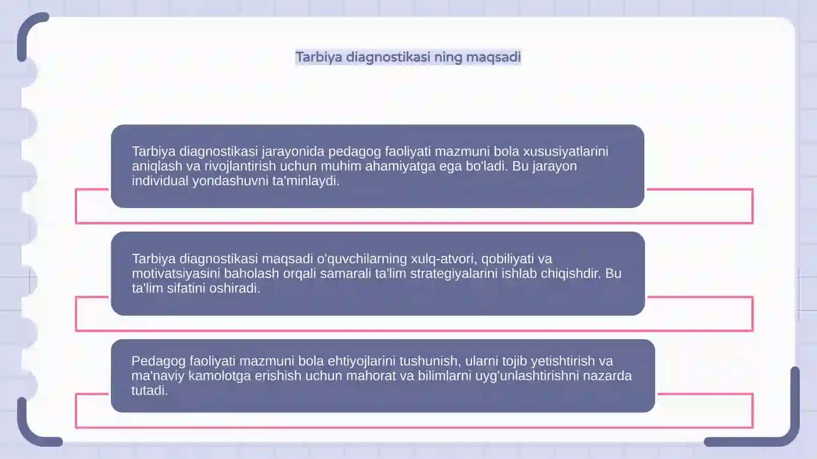 Tarbiya diagnostikasi jarayonida pedagog faoliyati mazmuni 4