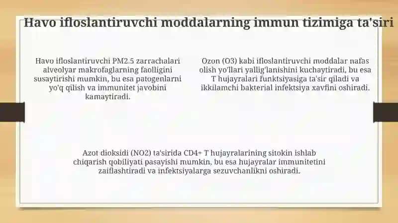 Havo ifloslanishi va kasalxonada yuqadigan infeksiyalar o'rtasidagi bog'liqlik 4
