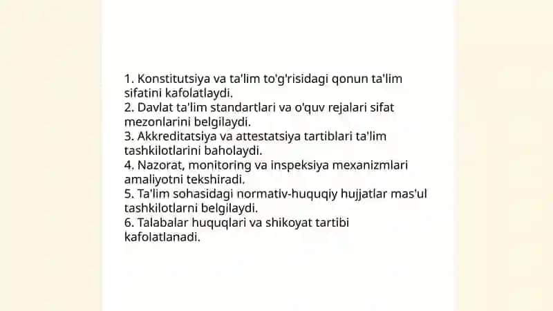 Ta'lim sifatini boshqarishning o'ziga xos xususiyatlari 4