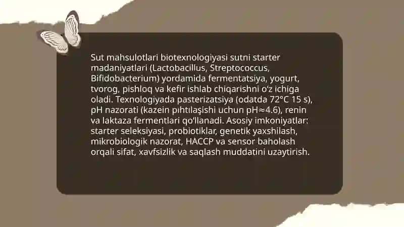 OZIQ-OVQAT VA OZUQA MAHSULOTLARINI ISHLAB CHIQARISH BIOTEXNOLOGIYASI 4