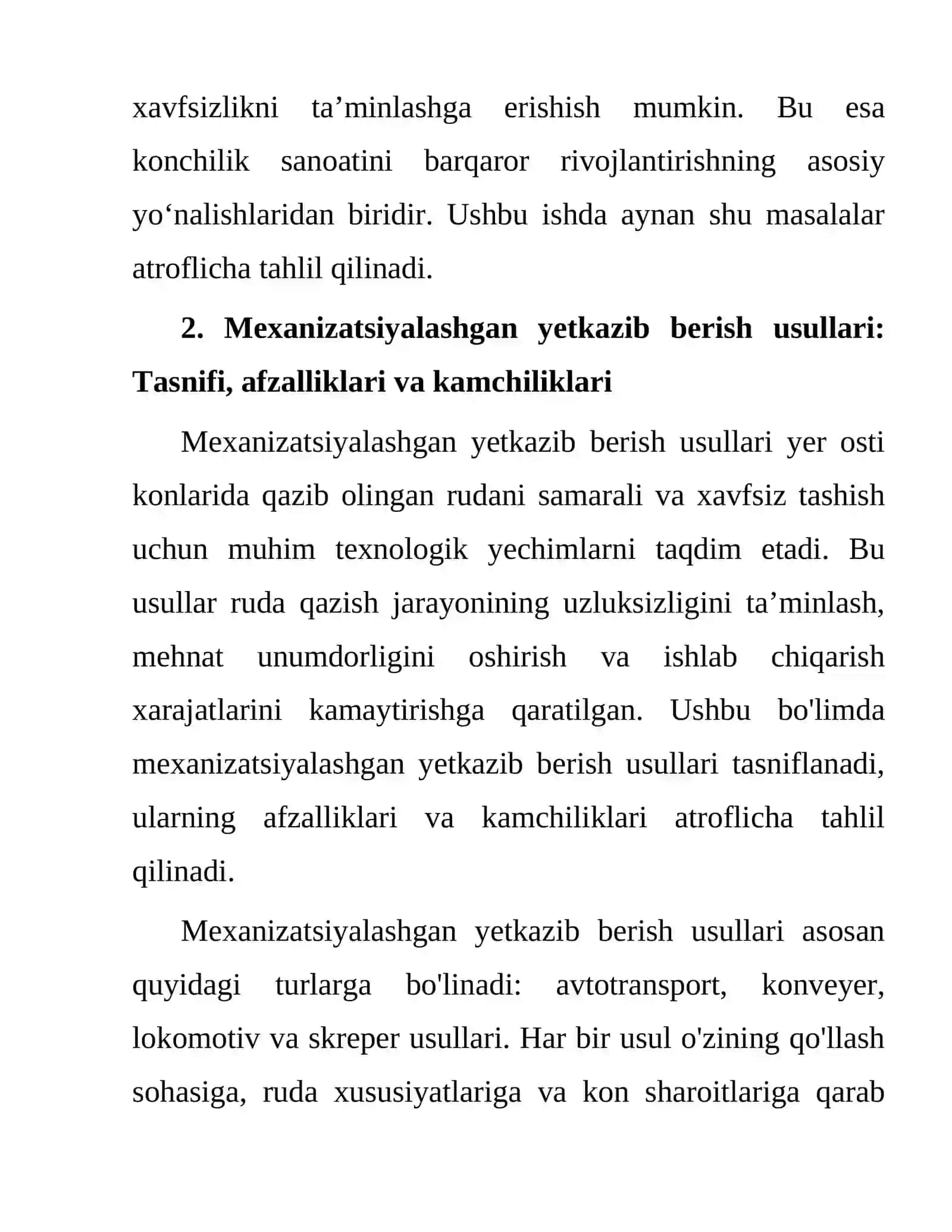 Rudani Mexanizatsiyalashgan Usulda Yetkazib Berish va Transbort Yordamida Tashish 4