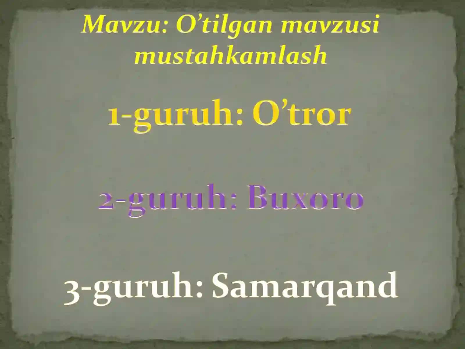 Tarix fanidan 7-sinflar uchun bir soatlik ochiq 4