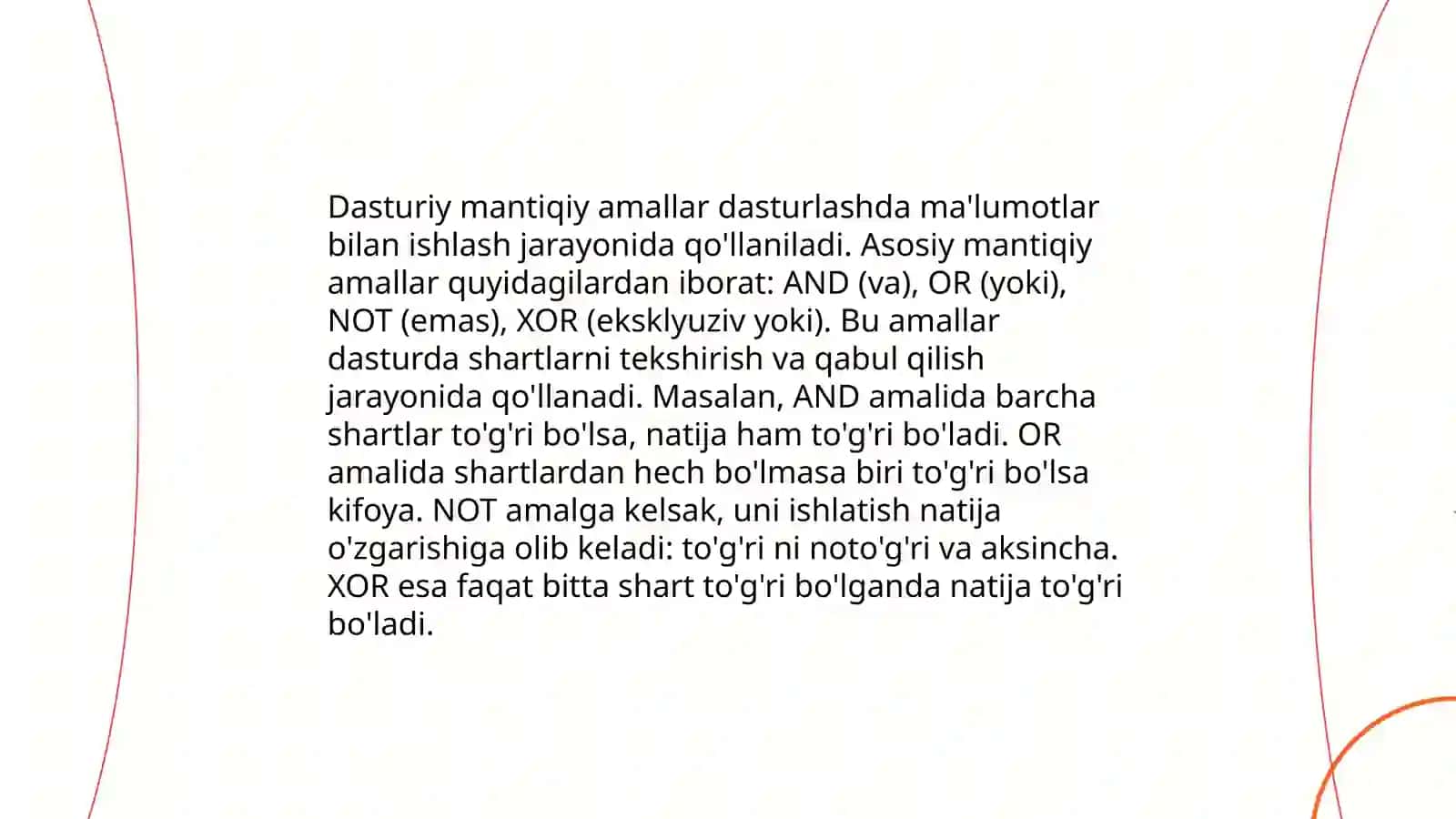 Protsessorlarda ma'lumotlar ustida mantiqiy amallar bajarish va shartli o'tishni tashkil qilishning dasturiy usullarini o'rganish 4