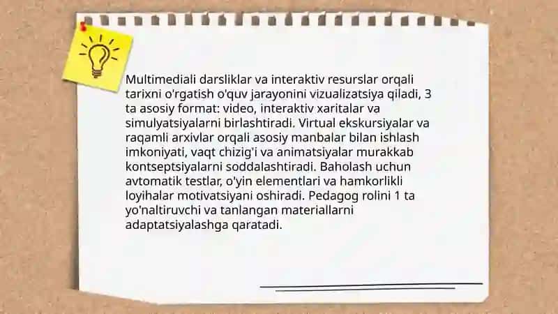 Tarix talimida pedagogik texnalogiyalardan foydalanish 4