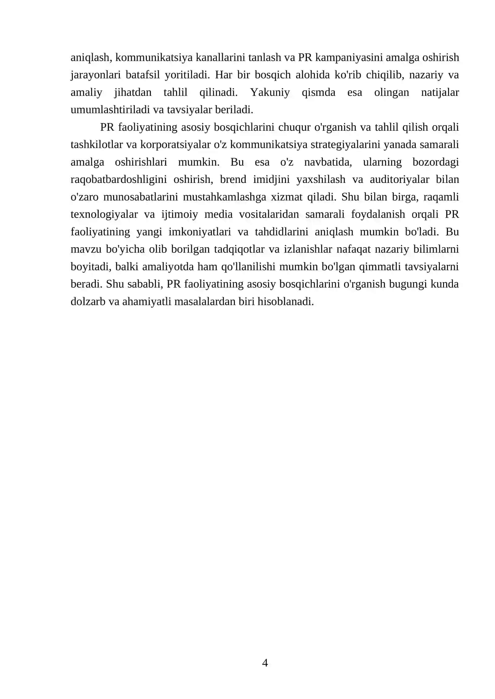 PR faoliyatining asosiy bosqichlari 4